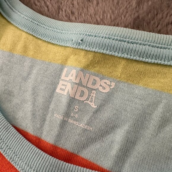 Lands' End Striped Short Sleeve Scoop Neck Tee Shirt Women's SMALL 6/8 - Picture 2 of 4